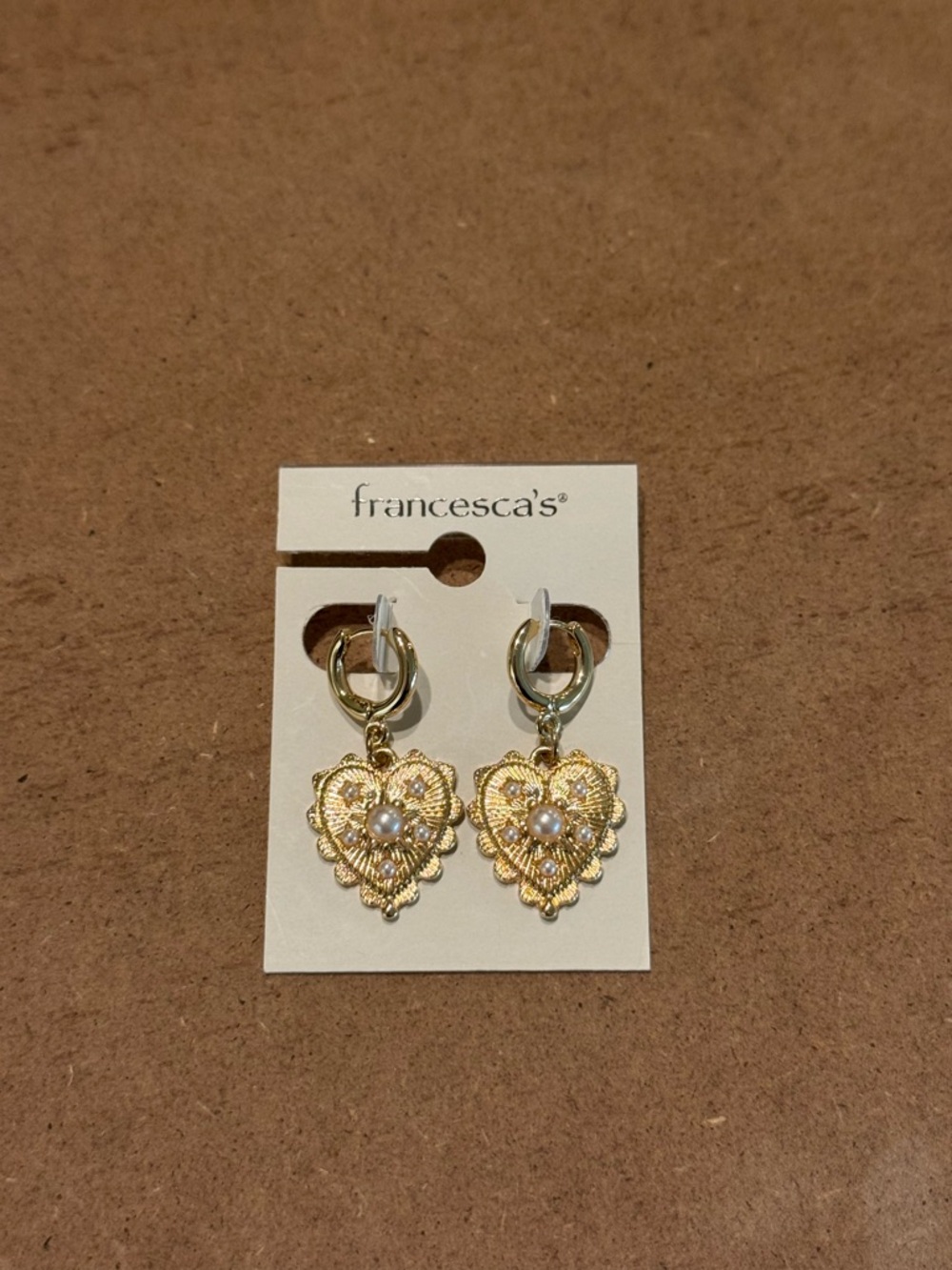 NWT Francesca’s Gold Heart Earrings